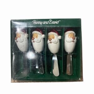 Harry‎ And David Set Of 4 Santa Christmas Holiday Cheese Knives Spreaders